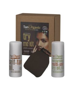 Tanorganic TRY ME KIT Selvbruner Dry oil peelinghanske e1688632356608